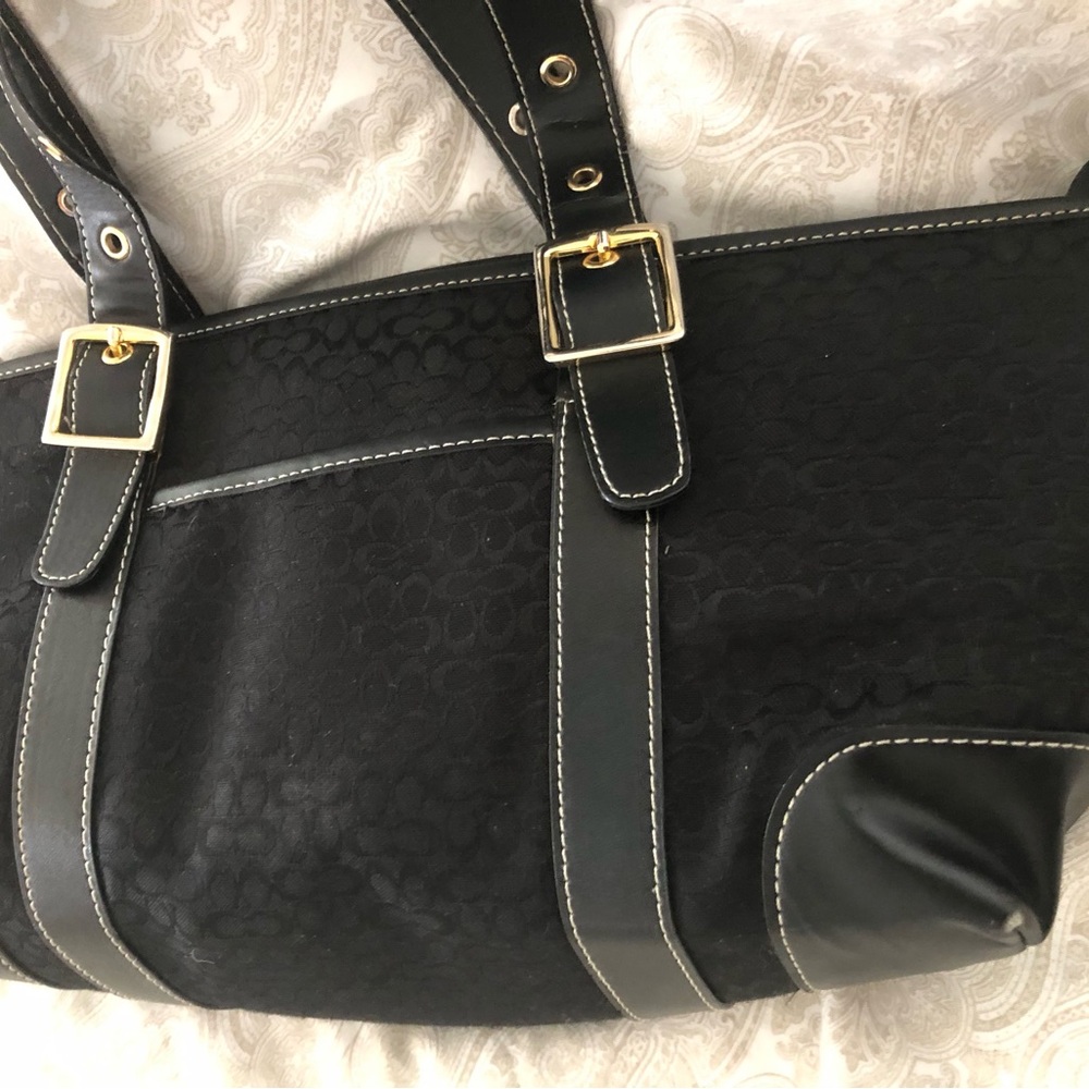 Coach Black Shoulder Bag with Gold Accents